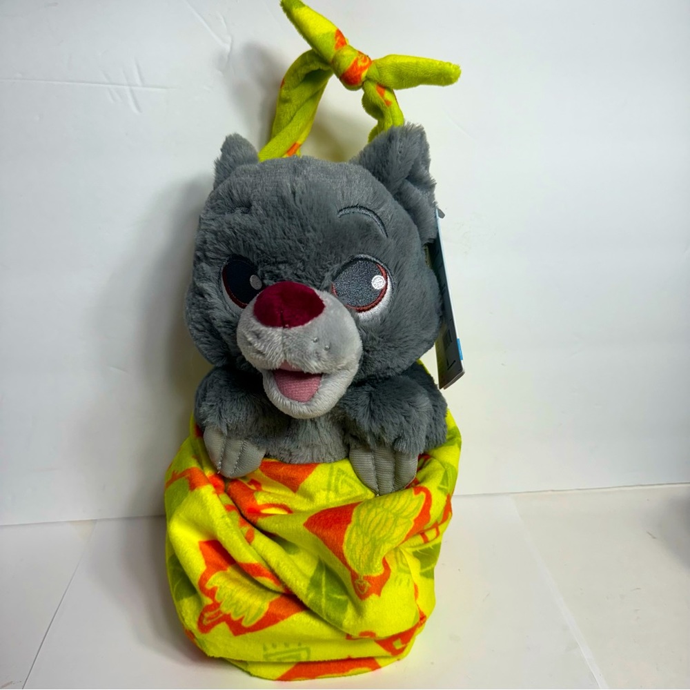 NWT. Disney Baloo adorable babies plush is all wrapped-up in a hooded soft pouch